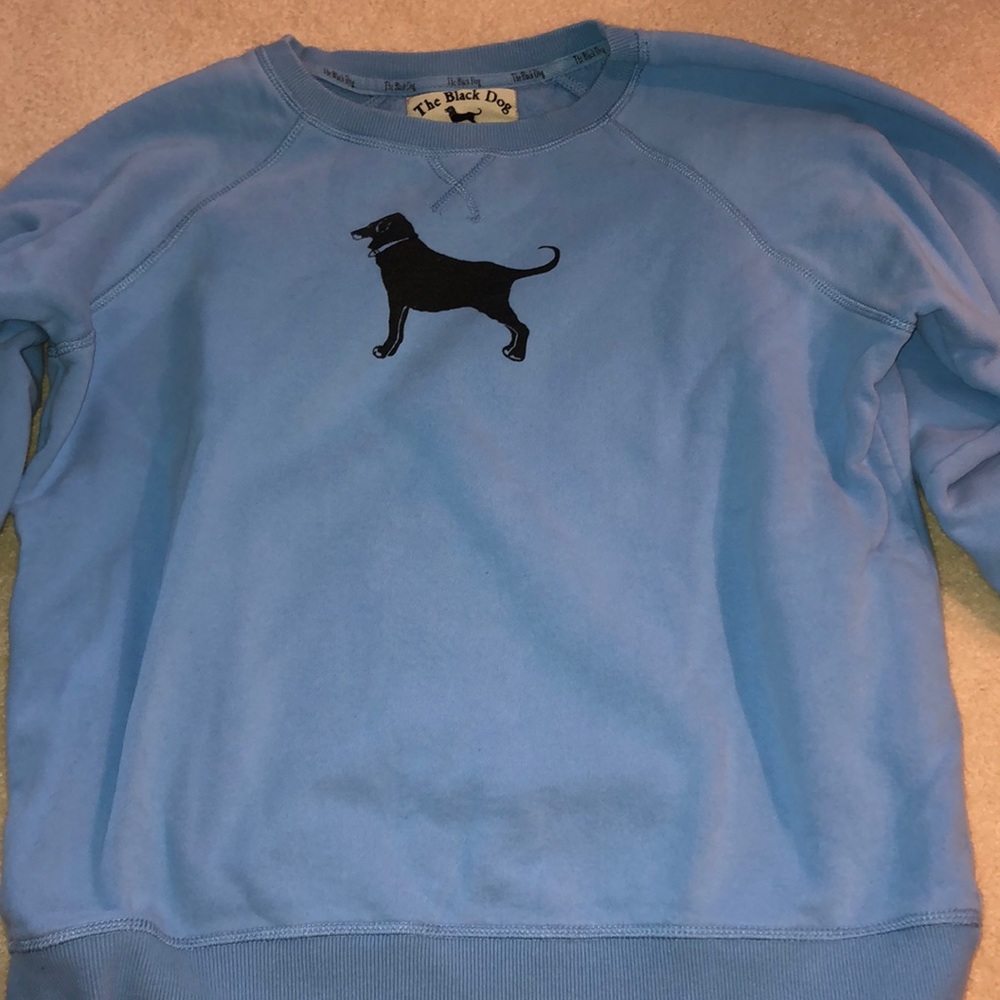 The black dog light blue sweatshirt